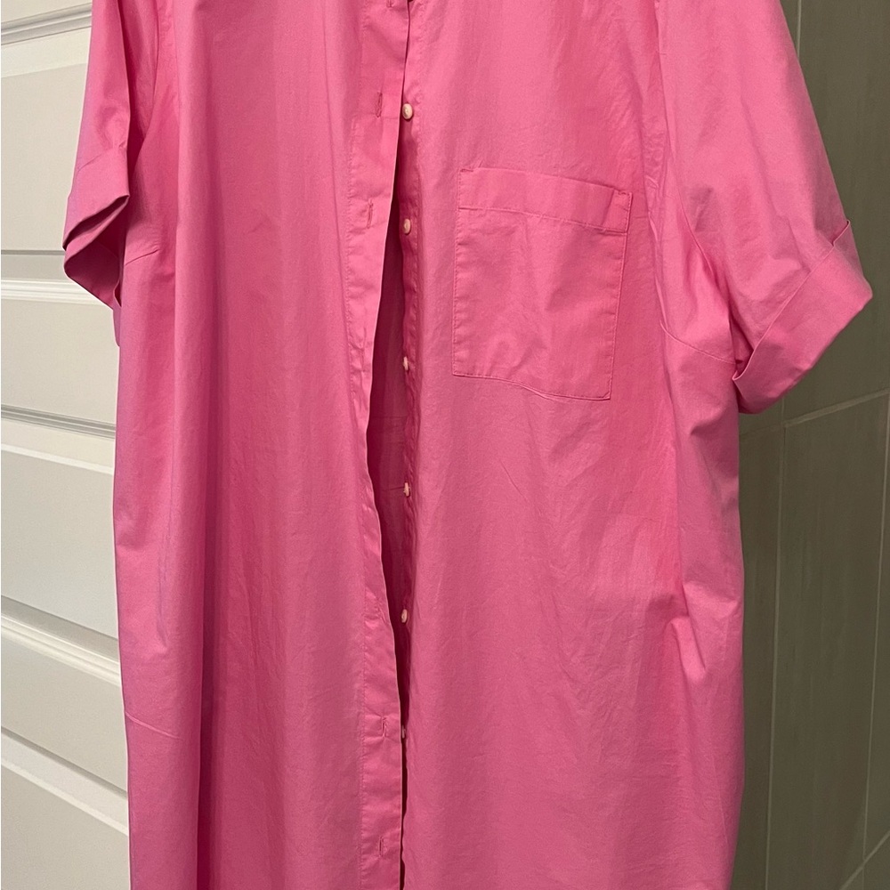 Old Navy Pink Casual Button-front Cotton Dress